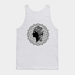 Virgo Mandala Zodiac in Black and White Tank Top